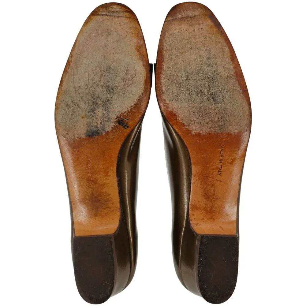 Vintage Salvatore Ferragamo Bronze Vara Bow Pumps Womens 8.5 Dress Shoes Italy - Picture 3 of 13
